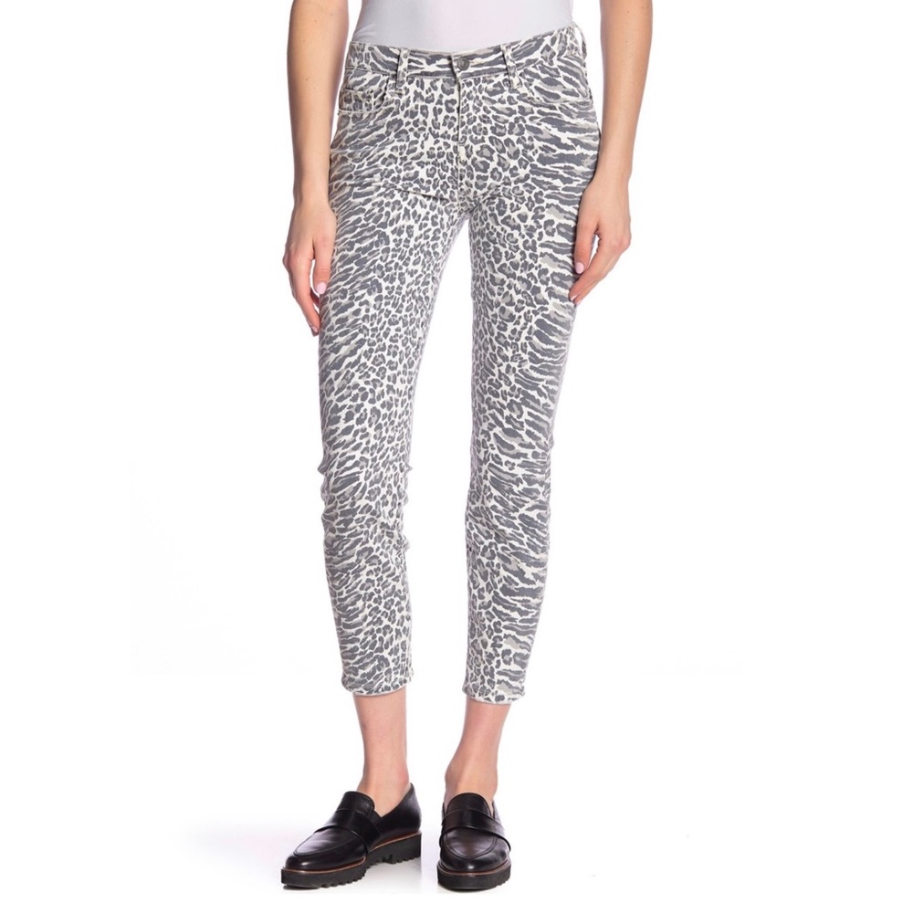 Current/Elliott Leopard Stiletto Ankle Skinny Jean
